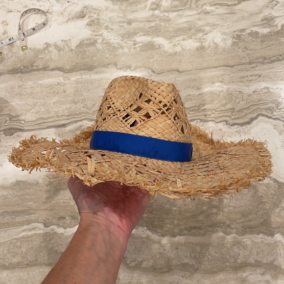 Rag & Bone straw hat with blue ribbon! NWOT - Picture 4 of 11